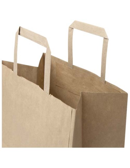 Sacchetto di carta da 80 g/m² con manici piatti, 25 x 15 x 32 cm Kraft