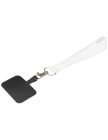 Mini-cordino con stampa sublimazione e supporto per telefono in PET riciclato Gaby