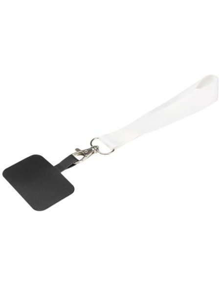 Mini-cordino con stampa sublimazione e supporto per telefono in PET riciclato Gaby