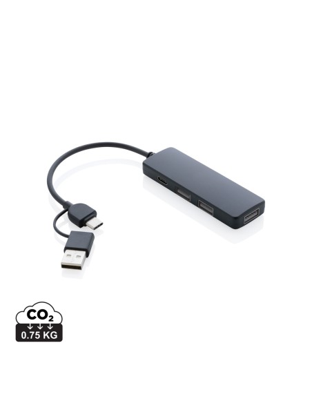 Hub USB RCS in plastica riciclata con doppio ingresso
