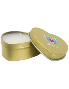 Candela in scatola di latta a forma di cuore all'aroma di vaniglia Blissful