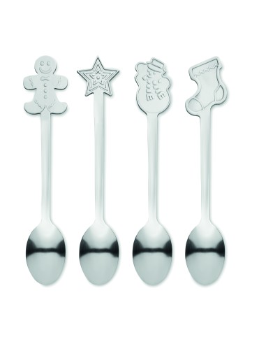 Set: 4 cucchiai da tè natalizi