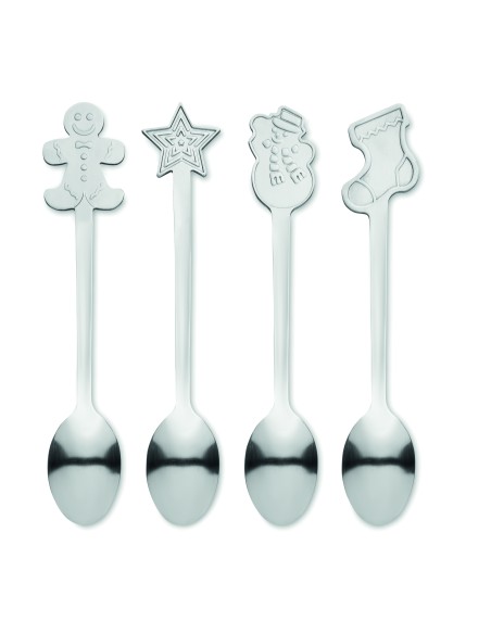 Set: 4 cucchiai da tè natalizi