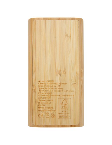 Power bank Tulda da 20,000 mAh in bambù
