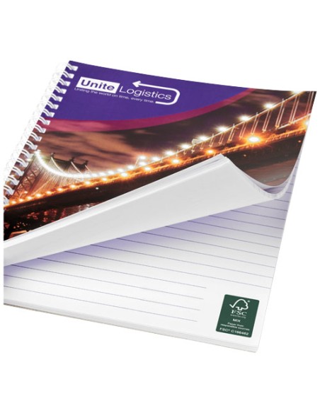 Blocco note a spirale A5 con copertina posteriore stampata Desk-Mate®