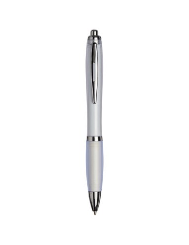 Curvy ballpoint pen with frosted barrel and grip