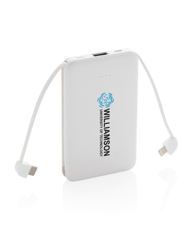 Powerbank tascabile 5.000 mAh con cavi integrati