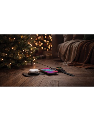 Caricatore wireless 15W 3 in 1 Swiss Peak in rPlastica