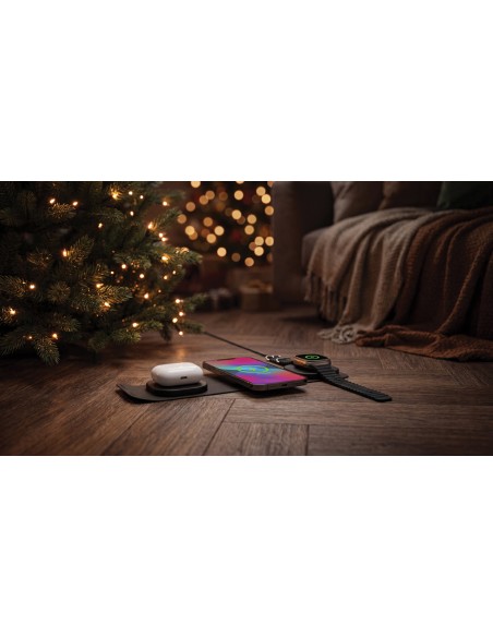 Caricatore wireless 15W 3 in 1 Swiss Peak in rPlastica
