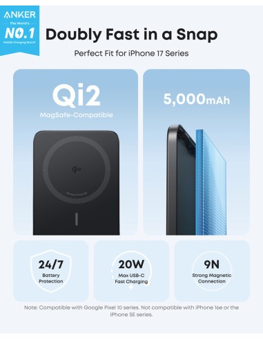 Powerbank wireless 15W Anker Nano MagGo slim Qi 2.0