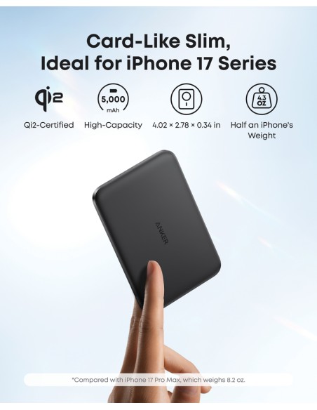 Powerbank wireless 15W Anker Nano MagGo slim Qi 2.0