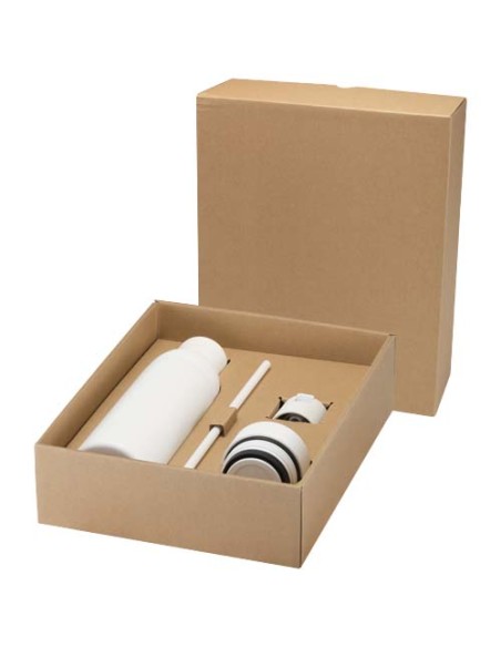 Borraccia in acciaio inossidabile riciclato certificato RCS a doppia parete da 650 ml con set di coperchi da 3 pezzi Illumina