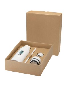 Borraccia in acciaio inossidabile riciclato certificato RCS a doppia parete da 650 ml con set di coperchi da 3 pezzi Illumina