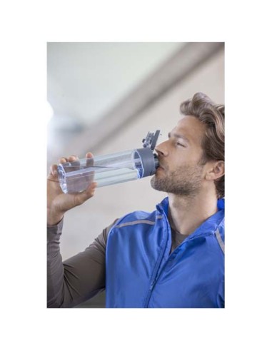 Borraccia in plastica riciclata RCS con tappo a doppia funzione e cannuccia a scatto da 700 ml Theron
