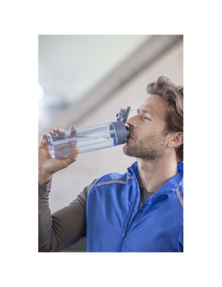 Borraccia in plastica riciclata RCS con tappo a doppia funzione e cannuccia a scatto da 700 ml Theron