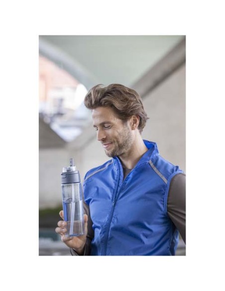 Borraccia in plastica riciclata RCS con tappo a doppia funzione e cannuccia a scatto da 700 ml Theron