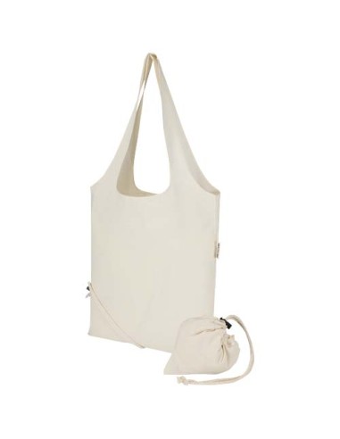 Borsa tote pieghevole in misto cotone riciclato certificato GRS da 140 g/m² Madras Blend- 7L