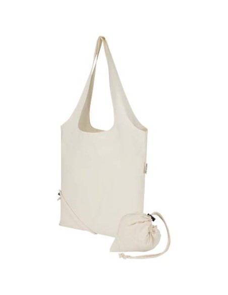 Borsa tote pieghevole in misto cotone riciclato certificato GRS da 140 g/m² Madras Blend- 7L