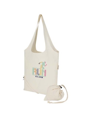 Borsa tote pieghevole in misto cotone riciclato certificato GRS da 140 g/m² Madras Blend- 7L