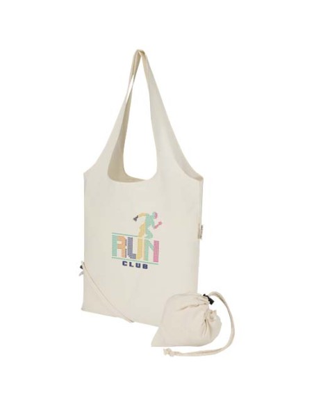 Borsa tote pieghevole in misto cotone riciclato certificato GRS da 140 g/m² Madras Blend- 7L