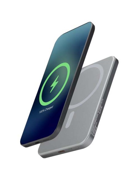 Power bank magnetico da 5000 mAh in alluminio riciclato RCS Avis 
