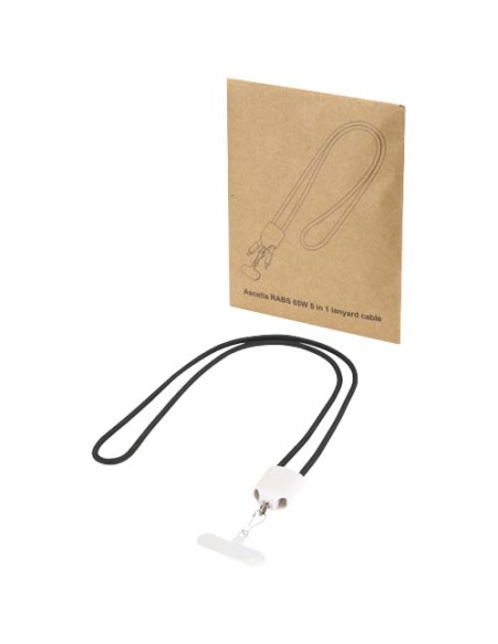 Cavo di ricarica 5-in-1 65W con lanyard in plastica riciclata Ion