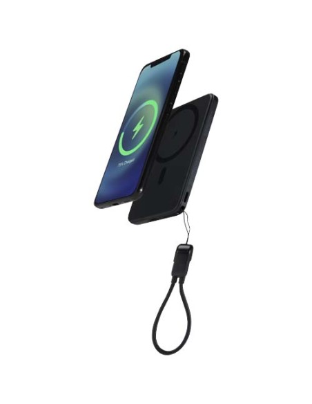 Power bank magnetico da 5000 mAh in plastica riciclata con lanyard SMART