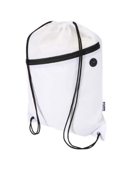 Borsa con coulisse in RPET con tasca frontale con cerniera Oriole - 5L