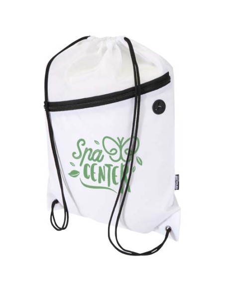 Borsa con coulisse in RPET con tasca frontale con cerniera Oriole - 5L
