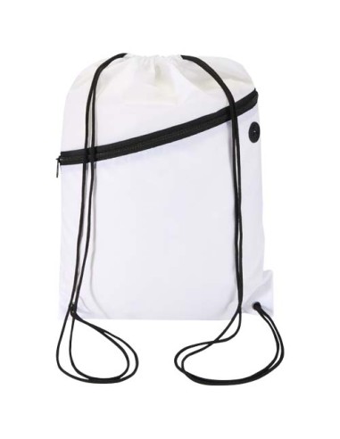 Borsa con coulisse in RPET con tasca frontale con cerniera Oriole - 5L
