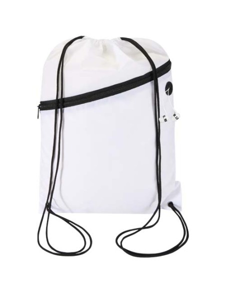 Borsa con coulisse in RPET con tasca frontale con cerniera Oriole - 5L