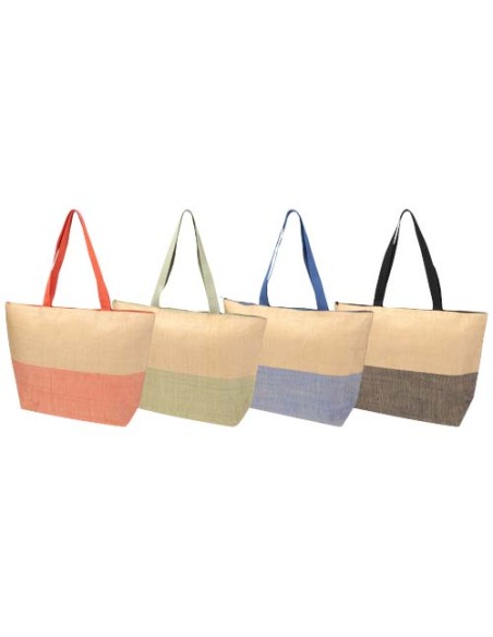 Borsa tote grande in carta paglia con cerniera Rhythm - 21L