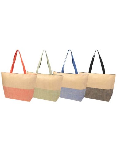 Borsa tote grande in carta paglia con cerniera Rhythm - 21L