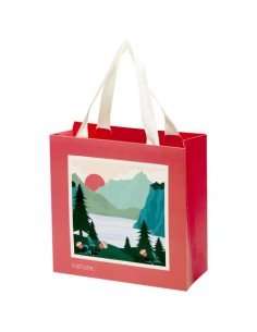 Borsa di carta da 230 g/m² con manici a nastro e laminazione lucida Smartfold - 24 x 10 x 24 cm