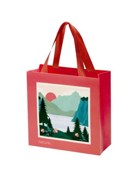 Borsa di carta da 230 g/m² con manici a nastro e laminazione lucida Smartfold - 24 x 10 x 24 cm