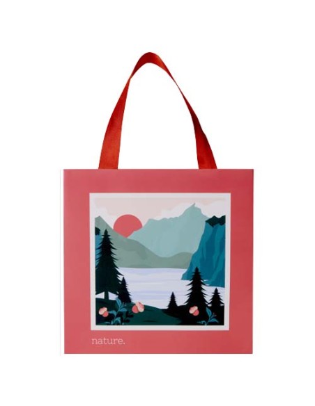 Borsa di carta da 230 g/m² con manici a nastro e laminazione lucida Smartfold - 24 x 10 x 24 cm