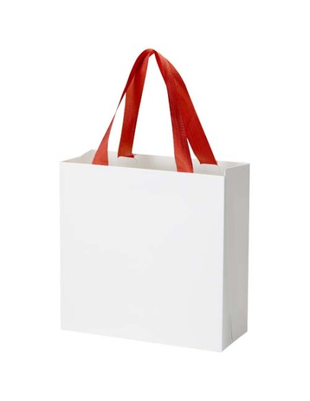 Borsa di carta da 230 g/m² con manici a nastro e laminazione lucida Smartfold - 24 x 10 x 24 cm