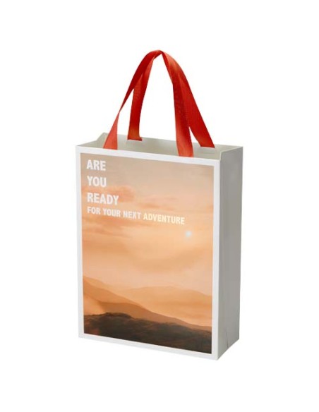Borsa di carta Smartfold da 230 g/m² con manici a nastro e laminazione lucida - 24 x 10 x 32 cm