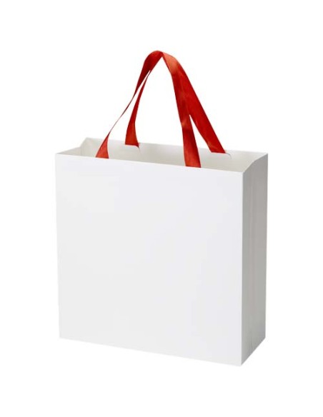 Borsa di carta da 230 g/m² con manici in nastro e laminazione lucida Smartfold - 31 x 12 x 31 cm