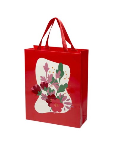 Borsa di carta da 230 g/m² con manici a nastro e laminazione lucida Smartfold - 31 x 12 x 39 cm