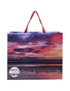 Borsa di carta da 230 g/m² con manici in nastro e laminazione lucida Smartfold- 42 x 12 x 35 cm