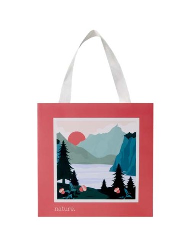 Borsa di carta da 230 g/m² con manici in nastro e laminazione opaca Smartfold  - 24 x 10 x 24 cm