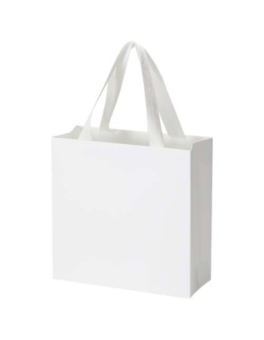 Borsa di carta da 230 g/m² con manici in nastro e laminazione opaca Smartfold  - 24 x 10 x 24 cm