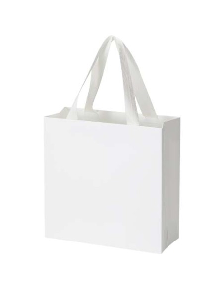 Borsa di carta da 230 g/m² con manici in nastro e laminazione opaca Smartfold  - 24 x 10 x 24 cm