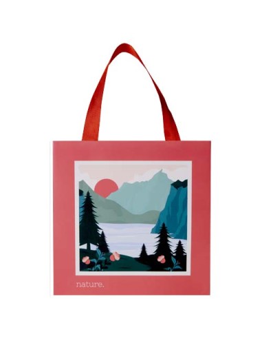 Borsa di carta da 210 g/m² con manici in nastro e laminazione opaca Smartfold  - 24 x 10 x 24 cm