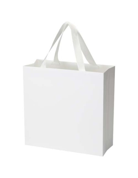 Borsa di carta Smartfold da 230 g/m² con manici in nastro e laminazione opaca - 31 x 12 x 31 cm