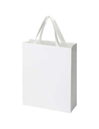 Borsa di carta da 230 g/m² con manici in nastro e laminazione opaca Smartfold - 31 x 12 x 39 cm