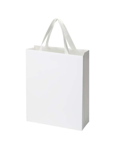 Borsa di carta da 230 g/m² con manici in nastro e laminazione opaca Smartfold - 31 x 12 x 39 cm