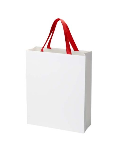 Borsa di carta da 230 g/m² con manici in nastro e laminazione opaca Smartfold - 31 x 12 x 39 cm