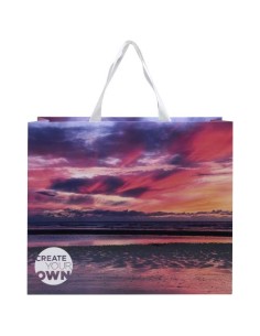 Borsa di carta da 230 g/m² con manici a nastro e laminazione opaca  Smartfold- 42 x 12 x 35 cm